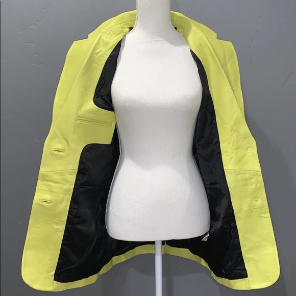 Walter Baker KIRA Blazer In Lime Green 100% Leather Oversized Jacket NWT - Picture 8 of 12